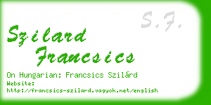 szilard francsics business card